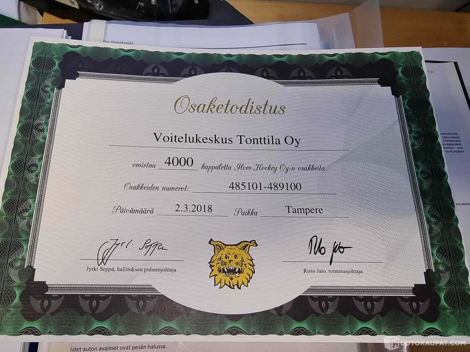 4000 Ilveksen osaketta huutokaupattu