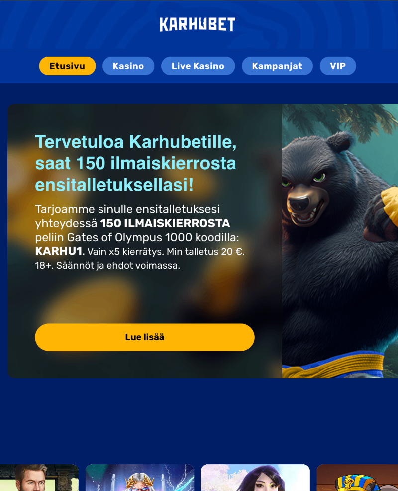 Karhubet etusivu kampanja