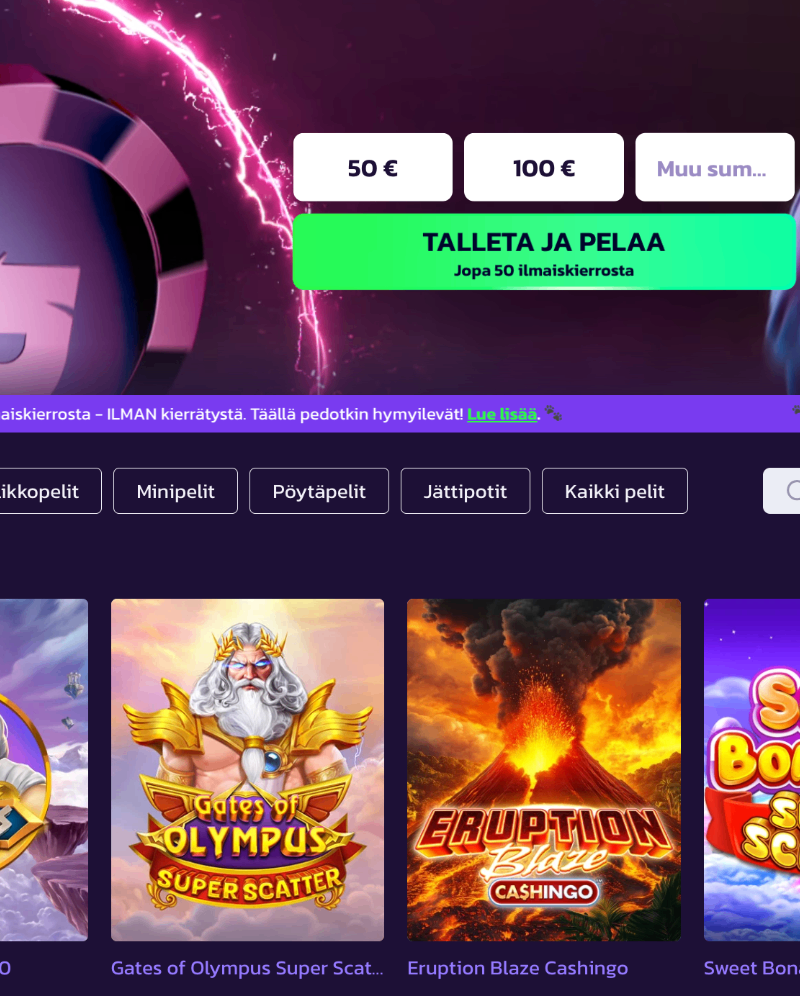 Pelipeto kasino etusivu tervetuliaistarjous 50 ilmaiskierrosta ilman kierrätystä