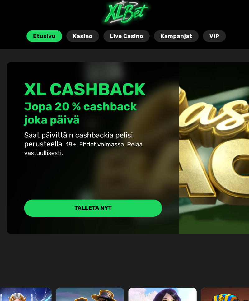 XLBet 20% cashback kampanja